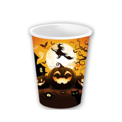 6 Gobelets en carton citrouille d'Halloween 240 ml  