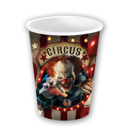 6 Gobelets en carton clown d'Halloween 240 ml  