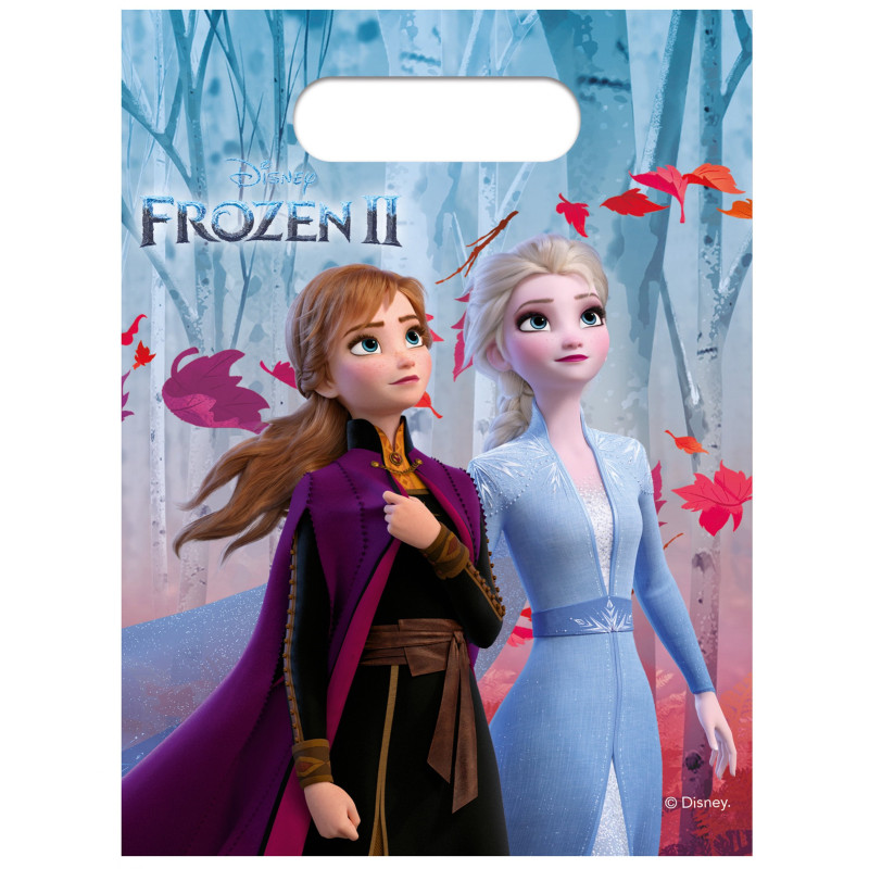 6 Sacs cadeaux en plastique La Reine des Neiges 2 23 x 16,5 cm  