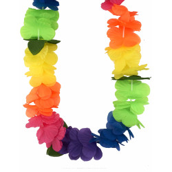 Collier Hawa√Ø grosses fleurs multicolores  