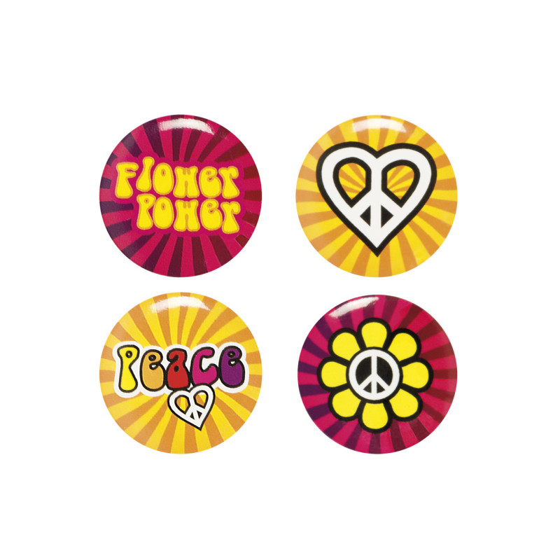 4 Pins Hippie Flower Power  