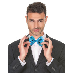Noeud papillon turquoise avec sequins adulte  