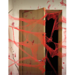 D√©coration toile d'araign√© rouge avec araign√©es 20 g Halloween  