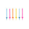 10 bougies anniversaire color√©es avec bob√®ches 6 cm et supports  