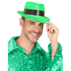 Chapeau gangster vert fluo adulte  
