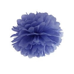 Pompon √† suspendre en papier de soie bleu marine 25 cm  