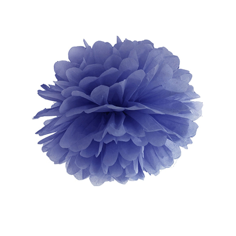 Pompon √† suspendre en papier de soie bleu marine 25 cm  