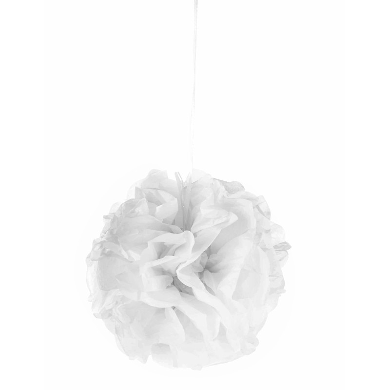 Pompon √† suspendre en papier blanc 25 cm  