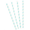 10 Pailles en carton ray√©es bleu pastel 19,5 cm  
