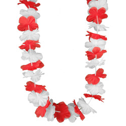 Collier hawa√Ø supporter rouge et blanc adulte  