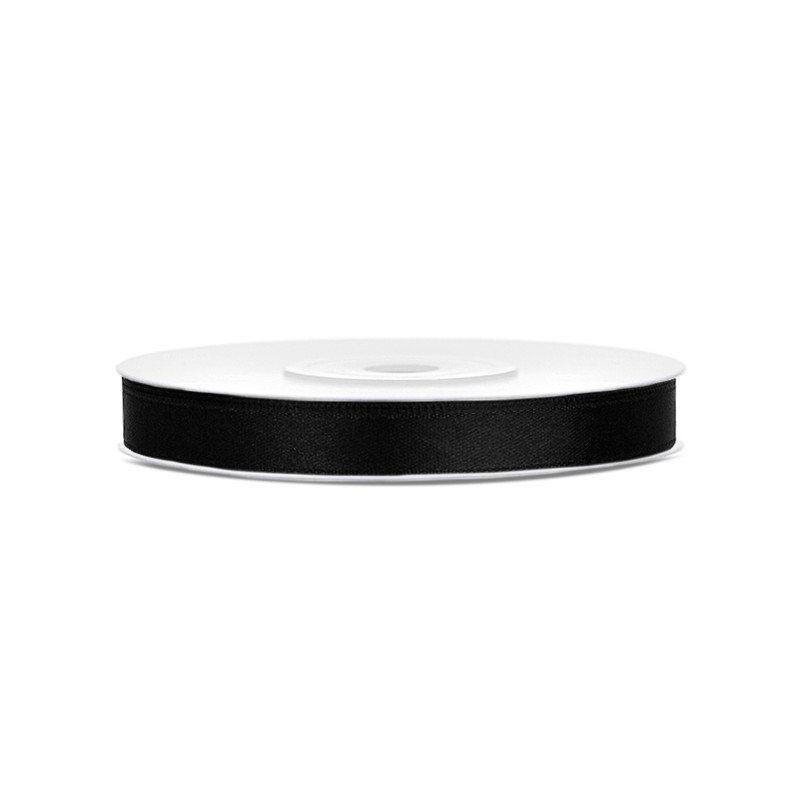 Ruban satin 6 mm noir 25 m√®tres  