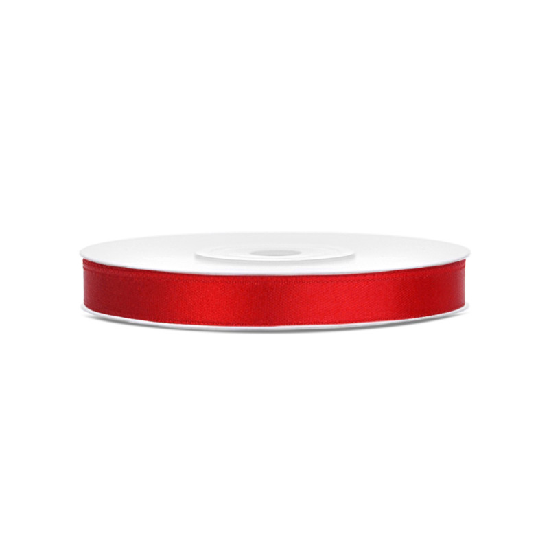 Ruban satin rouge 0.6 cm x 25 m  