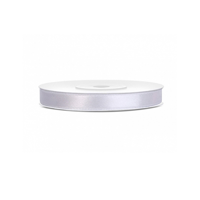 Ruban satin blanc 0.6 cm x 25 m  