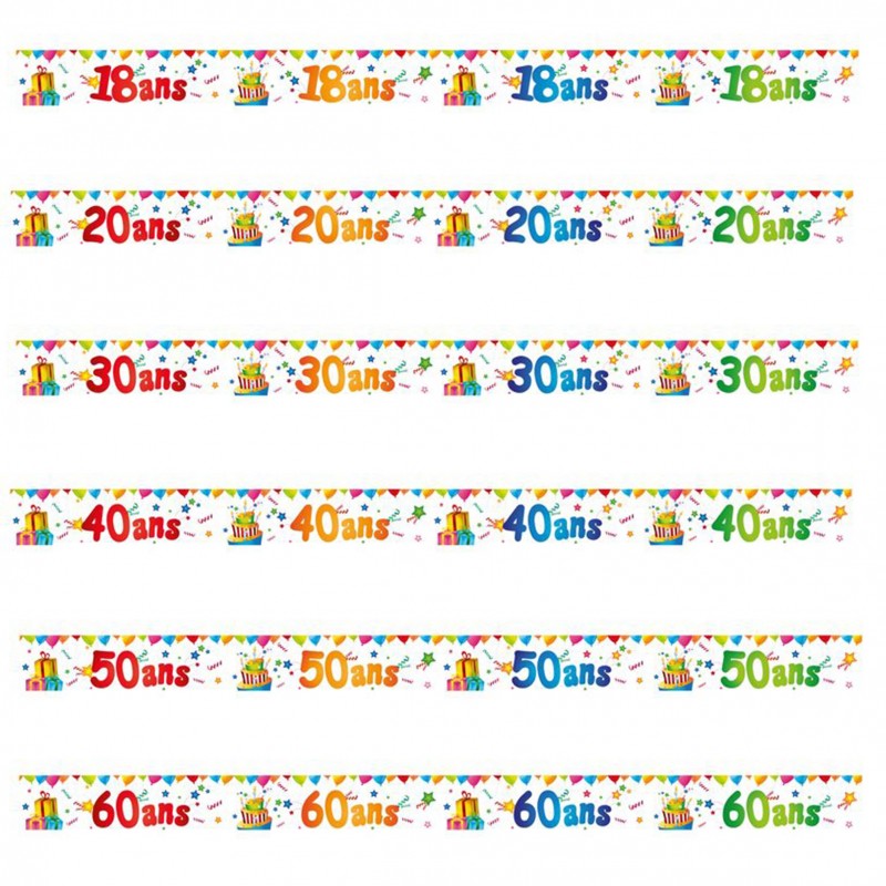 Bannière d'Anniversaire Âge Multicolore 2,4m - Guirlandes sur The