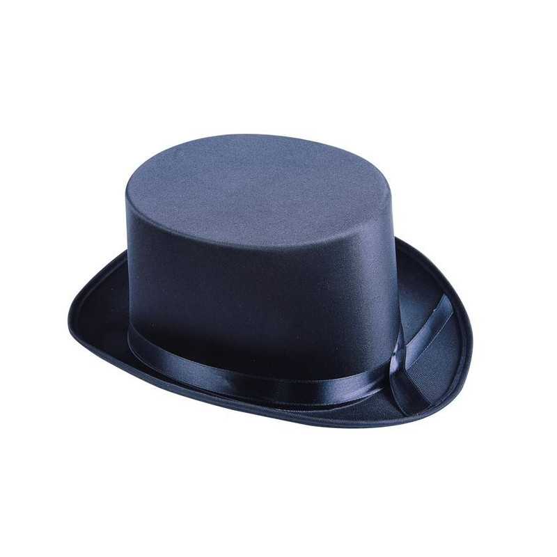 Chapeau Haut de Forme Adulte en tissu satiné noir - Déguisement Charleston Homme chapeau The Duck