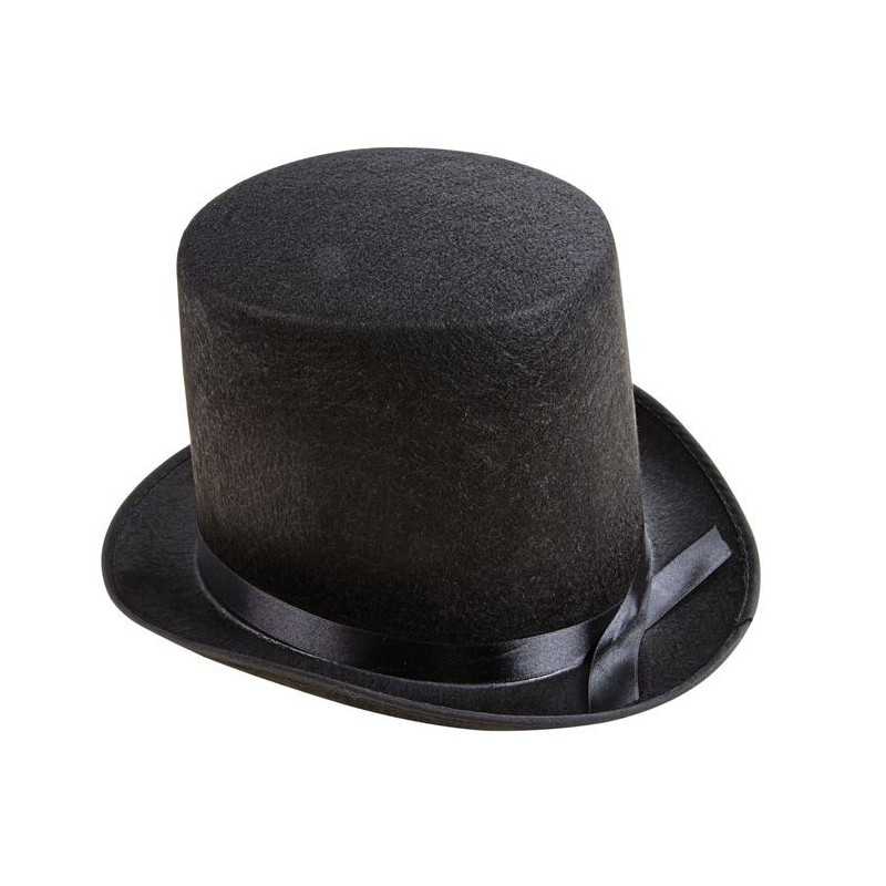 Chapeau Haut de Forme Adulte feutre noir 15cm - Déguisement Charleston Homme The Duck