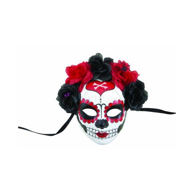 Masque Day of the Dead Adulte avec fleurs - Déguisement Day of the Dead Adulte Halloween The Duck