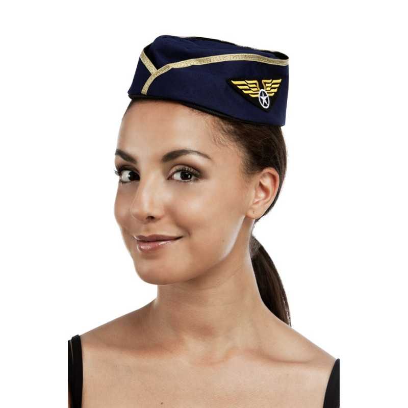 Chapeau Calot d'Hôtesse de l'air Femme bleu marine