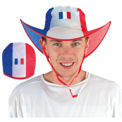 Chapeau de Cowboy France Adulte pliable - Déguisement supporter france Adulte The Duck