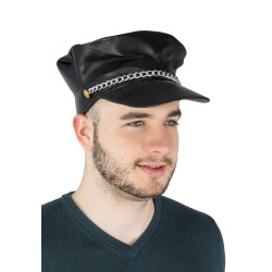 Casquette de Biker Adulte noir avec chaîne - Déguisement Punk Adulte The Duck