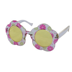 Lunettes de Hippie à Fleurs Adulte rose & blanc