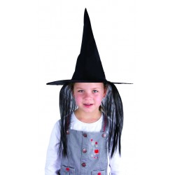 Chapeau de Sorcière Noir Fille - Déguisement Sorcière Fille Halloween - Costume Sorcière Fille The Duck