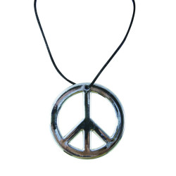 Collier de Hippie Argenté - Déguisement Hippie Adulte Année 60 The Duck