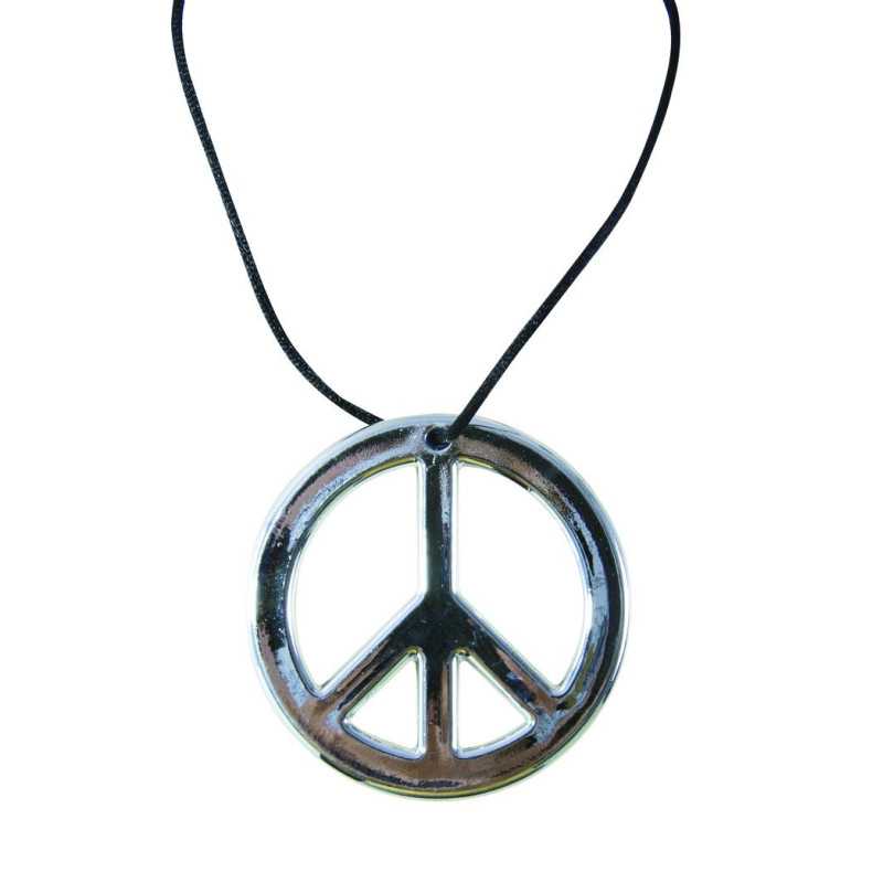 Collier de Hippie Argenté - Déguisement Hippie Adulte Année 60 The Duck