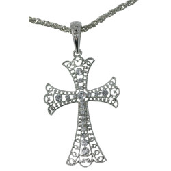 Collier Croix de Prêtre Fausses Pierres Précieuses