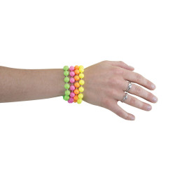 Bracelets de Perles Fluo Adulte - Lot de 4