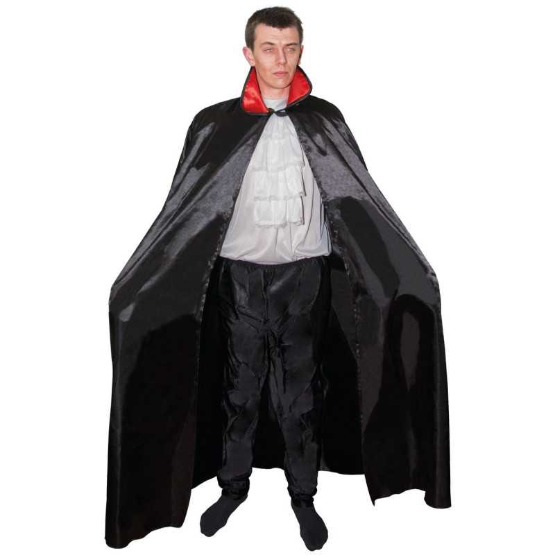 Cape Noir avec col Rouge Adulte 1,40m - Déguisement vampire adulte halloween The Duck