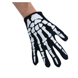 Gants de Squelette Adulte Noir & Blanc