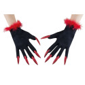 Gants De Sorcière Rouge et Noir Adulte - déguisement sorcière femme halloween the duck