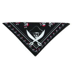 Bandana de Pirate Adulte noir avec tête de mort blanche