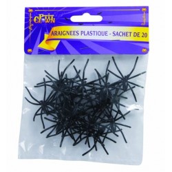 Araignées en plastique Noir - Lot de 20