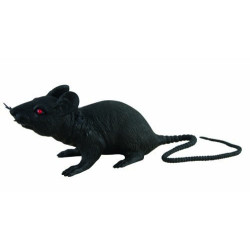 Rat en plastique Noir 17cm - Décoration halloween sorcière animaux the duck