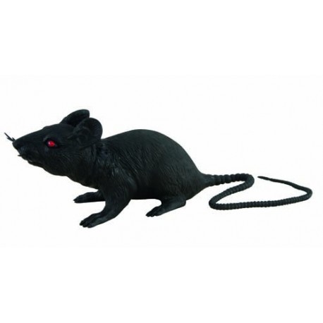 Rat en plastique Noir 17cm - Décoration halloween sorcière animaux the duck