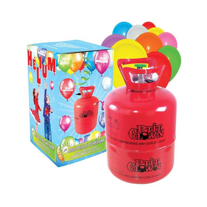 Kit Hélium & Ballons : Bouteille jetable 0.25m3 et 30 Ballons multicolores - Décoration carnaval the duck