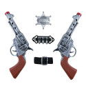 Kit de Cow Boy : 2 revolvers, 1 Ceinture avec balles & 1 Etoile - Déguisement cow boy carnaval the duck