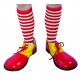 Chaussettes de Clown Rayées Rouge et Blanche Adulte - Déguisement clown adulte carnaval the duck