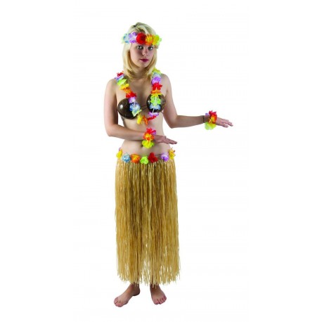 Jupe hawaïenne Beige 80 cm - Déguisement Hawai Carnaval Femme The Duck