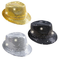 Chapeau Borsalino à Sequins Lumineux Adulte