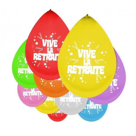 Ballon Vive la Retraite Multicolore - Décoration ballon de baudruche latex the duck