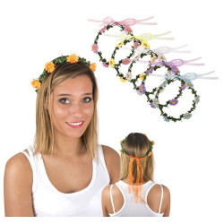 Couronne de Fleurs (coloris assortis) - Déguisement hippie carnaval the duck