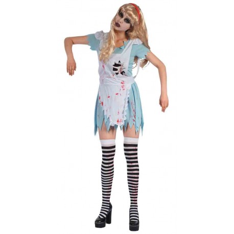 Déguisement de Alice Zombie Bleu Femme - Costume zombie contes de fée femme halloween the duck