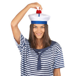 Chapeau de Marin Bleu & Blanc Adulte - Costume marin carnaval the duck