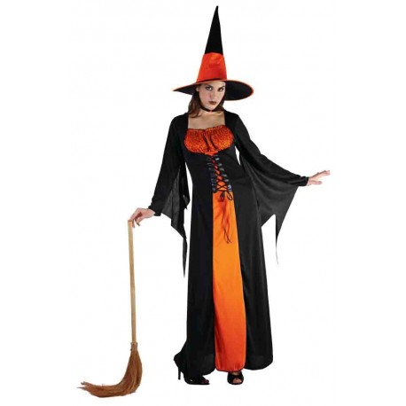 Déguisement de Sorcière Orange Femme - Costume sorcière halloween the duck