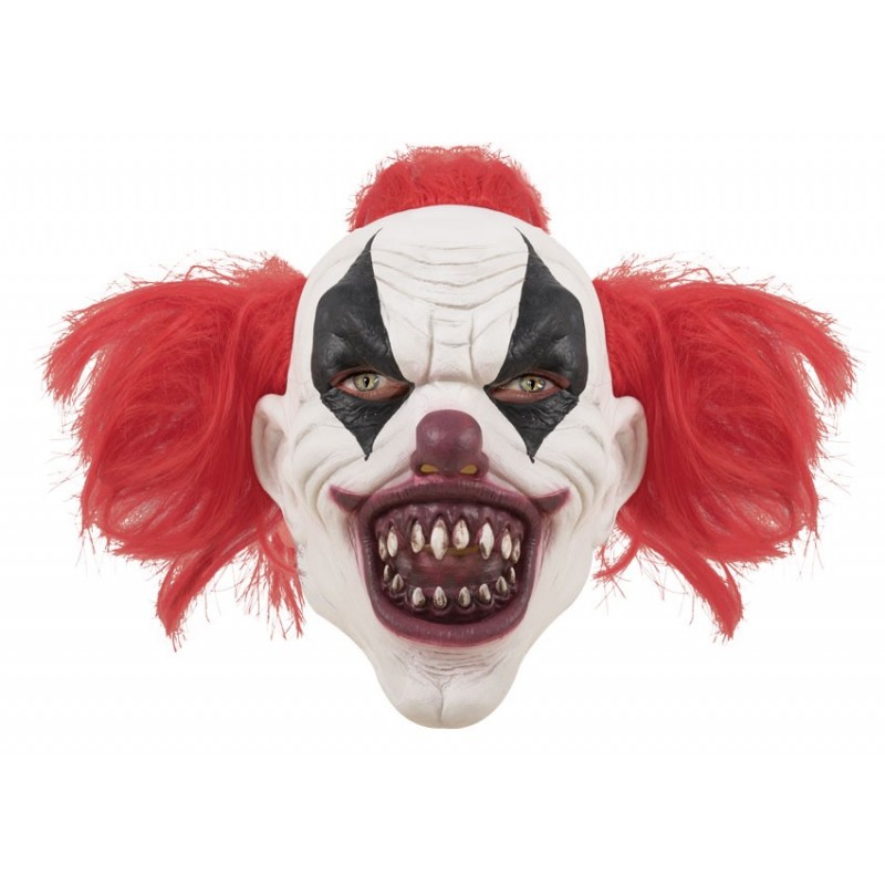 Masque De Clown Diabolique à Cheveux Rouge Adulte