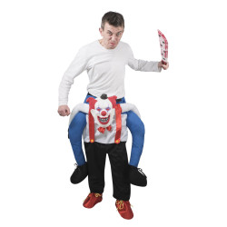 Déguisement de Clown d'Halloween assis dessus Carry Me Adulte