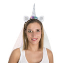 Serre-tête de Licorne Blanc Adulte avec voilette - déguisement licorne carnaval the duck